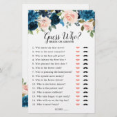 Navy Blue Blush Brautparty Game Guess Who (Vorne/Hinten)