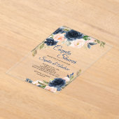 Navy Blue & Blush Floral Couples Shower Invitation Acryleinladungen (Ablage )