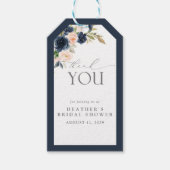 Navy Blue & Blush Floral Watercolor Bridal Shower Geschenkanhänger (Vorderseite)