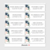 Navy Blue Blush Floral Wedding Guest Address Aufkleber (Blatt)
