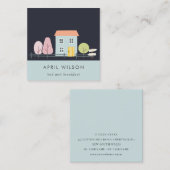 NAVY BLUE BLUSH GARDEN ZUHAUSE BLEIBE BED & BREAKF QUADRATISCHE VISITENKARTE (Vorne/Hinten)