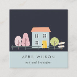 NAVY BLUE BLUSH GARDEN ZUHAUSE BLEIBE BED & BREAKF QUADRATISCHE VISITENKARTE