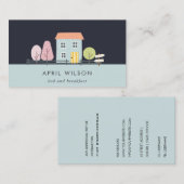 NAVY BLUE BLUSH GARDEN ZUHAUSE BLEIBE BED & BREAKF VISITENKARTE (Vorne/Hinten)