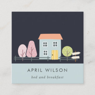 NAVY BLUE BLUSH GARDEN ZUHAUSE BLEIBE BED & FRÜHS QUADRATISCHE VISITENKARTE