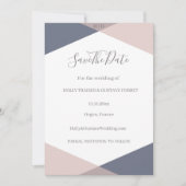 Navy Blue Blush Monogram Save the Date Hochzeit Einladung (Vorderseite)
