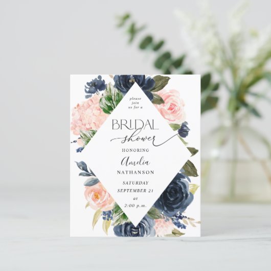 Navy Blue & Blush Pink Brautparty (Stehend Vorderseite)