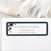 Navy Blue Blush Pink Brautparty Rücksendeadresse (Insitu)