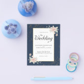 Navy Blue Blush Pink Budget Hochzeit Einladung Fly Flyer (Einzeln)