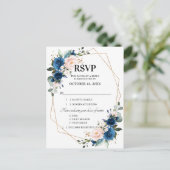 Navy Blue Blush Pink Floral Geometric UAWG Postkarte (Stehend Vorderseite)
