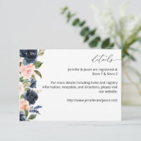 Navy Blue & Blush Pink Floral MED Umschließungskar