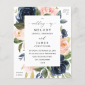 Navy Blue & Blush Pink Floral Wedding (Vorderseite)