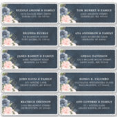 Navy Blue Blush Pink Floral Wedding Guest Address Aufkleber (Vorderseite)
