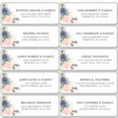 Navy Blue Blush Pink Floral Wedding Guest Address Aufkleber (Vorderseite)