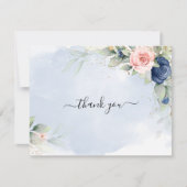 Navy Blue & Blush Pink Hochzeit Dankeschön Karte (Vorderseite)
