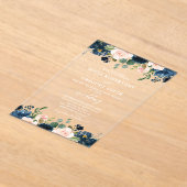 Navy Blue Blush Pink Rose Boho Hochzeit Acryleinladungen (Ablage )