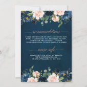 Navy Blue Blush Pink Rose Boho Hochzeit Einladung (Rückseite)