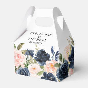Navy Blue Blush Pink Rose Boho Hochzeit Geschenkschachtel
