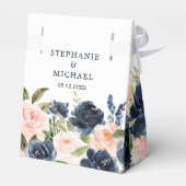 Navy Blue Blush Pink Rose Boho Hochzeit Geschenkschachtel (Rückseite)