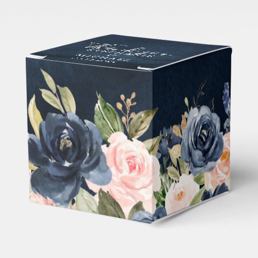 Navy Blue Blush Pink Rose Boho Hochzeit Geschenkschachtel (Vorderseite)
