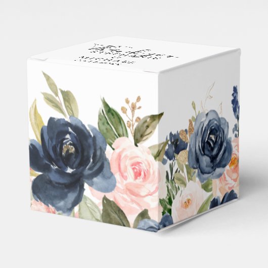 Navy Blue Blush Pink Rose Boho Hochzeit Geschenkschachtel (Vorderseite)