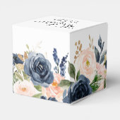 Navy Blue Blush Pink Rose Boho Hochzeit Geschenkschachtel (Rückseite)