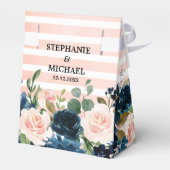 Navy Blue Blush Pink Rose Boho Hochzeit Geschenkschachtel (Rückseite)