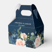 Navy Blue Blush Pink Rose Boho Hochzeit Geschenkschachtel (Vorderseite)