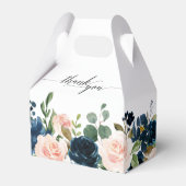 Navy Blue Blush Pink Rose Boho Hochzeit Geschenkschachtel (Rückseite)