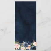 Navy Blue Blush Pink Rose Boho Hochzeit Menükarte (Rückseite)