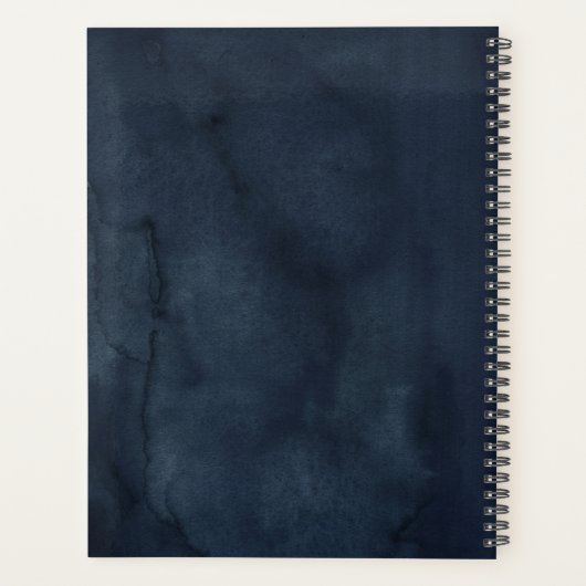 Navy Blue Blush Pink Rose Boho Hochzeit Planer (Rückseite)