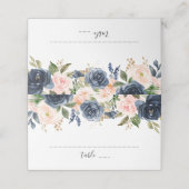 Navy Blue Blush Pink Rose Boho Hochzeit Platzkarte (Außenseite Aufgefaltet)