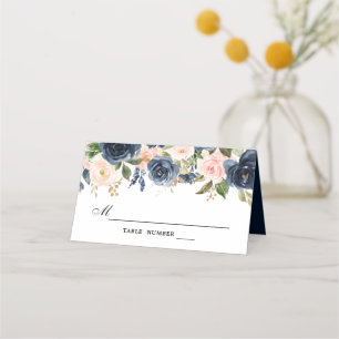 Navy Blue Blush Pink Rose Boho Hochzeit Platzkarte