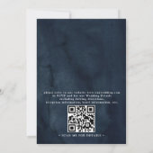 Navy Blue Blush Pink Rose Boho QR Code Wedding Einladung (Rückseite)