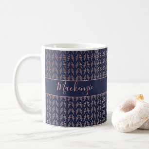 Navy Blue Blush Pink Rose Gold Foil Tribal   Boho Kaffeetasse