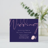 Navy Blue Blush Pink Rosegold Hochzeitbudget (Stehend Vorderseite)
