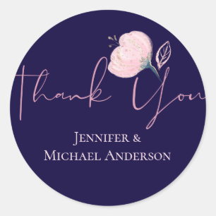 Navy Blue Blush Pink Rosegold Hochzeitbudget Runder Aufkleber