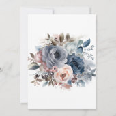 Navy Blue Blush Pink Roses Paare Dusche Einladung (Rückseite)