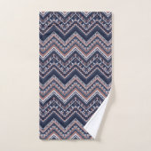 NAVY BLUE & BLUSH PINK TRIBAL ETHNIC PATTERN BADHANDTUCH SET (Handtuch)