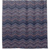 NAVY BLUE & BLUSH PINK TRIBAL ETHNIC PATTERN DUSCHVORHANG (Vorderseite)