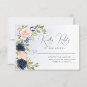 Navy Blue Blush Pink UAWG Response Card RSVP Karte (Vorderseite)