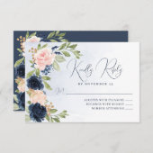 Navy Blue Blush Pink UAWG Response Card RSVP Karte (Vorne/Hinten)