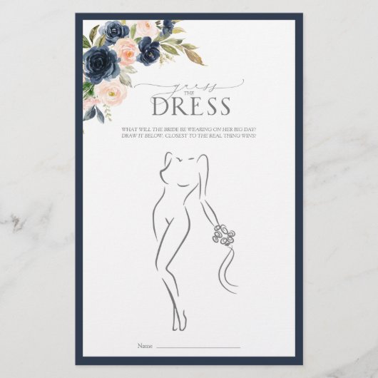 Navy Blue Blush Pink Watercolor Brautparty Game (Vorderseite)