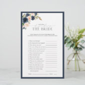 Navy Blue Blush Pink Watercolor Brautparty Game (Stehend Vorderseite)