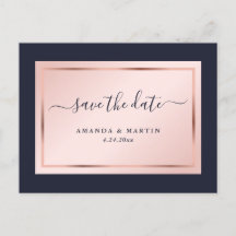 Navy Blue Blush Rose Gold Hochzeit speichern das D