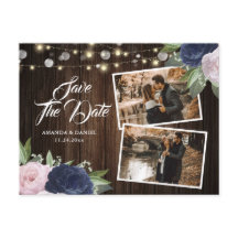 Navy Blue Blush Save the Date Foto Postcard