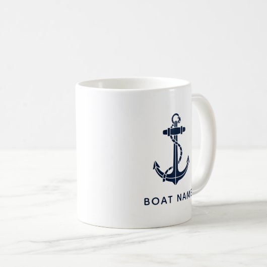 Navy Blue Boat Anchor Custom Keepake Kaffeetasse (VorderseiteRechts)