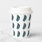 Navy Blue Boat Nautical Family Beach House Party Pappbecher (Rückseite)