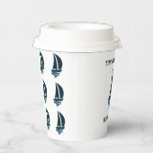 Navy Blue Boat Nautical Family Beach House Party Pappbecher (Rechts)