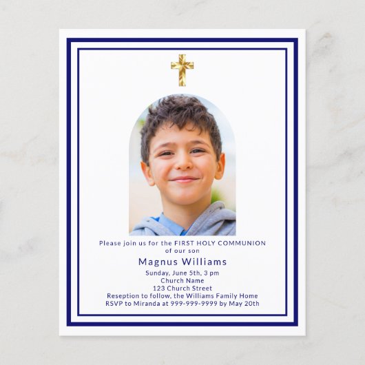 Navy-Blue-Bogen-Foto Erste Kommunion (Vorderseite)