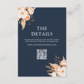 Navy Blue Boho Chic Floral Wedding Begleitkarte (Vorderseite)